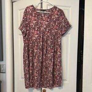 Floral Pink and Black Dress